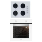 Silverline 2'li ikili Beyaz Cam Ankastre Set CS5665W01 65cm ocak - BO6501W01 Turbo - 1