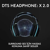 Logitech G G935 Kablosuz 7.1 Surround LIGHTSYNC Oyuncu Kulaklığı, PRO-G 50 mm Sürücüler, DTS Headphone:X 2.0, 12 Saat Pil Ömrü, 6 mm Katlanabilir LED Mikrofon, Siyah - 8