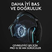 Logitech G G935 Kablosuz 7.1 Surround LIGHTSYNC Oyuncu Kulaklığı, PRO-G 50 mm Sürücüler, DTS Headphone:X 2.0, 12 Saat Pil Ömrü, 6 mm Katlanabilir LED Mikrofon, Siyah - 7