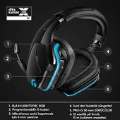 Logitech G G935 Kablosuz 7.1 Surround LIGHTSYNC Oyuncu Kulaklığı, PRO-G 50 mm Sürücüler, DTS Headphone:X 2.0, 12 Saat Pil Ömrü, 6 mm Katlanabilir LED Mikrofon, Siyah - 5