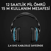 Logitech G G935 Kablosuz 7.1 Surround LIGHTSYNC Oyuncu Kulaklığı, PRO-G 50 mm Sürücüler, DTS Headphone:X 2.0, 12 Saat Pil Ömrü, 6 mm Katlanabilir LED Mikrofon, Siyah - 9
