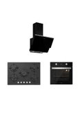 Silverline Siyah Cam Ankastre Set (3490 Oslo 60 Siyah+cs5365b01+bo6504b01) - 1