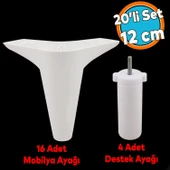 20'li Set Mobilya Koltuk Kanepe Tv Ünitesi Yükseltme Destek Ayağı 12 cm Beyaz Ayakları 20'li Set thumbnail 1