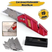 Çok Amaçlı Metal Maket Bıçak Karton Kumaş İp Kesme Halı Bıçağı Maket Bıçağı 5 Adet Yedek Bıçak Küçük - 1