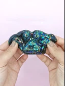 Küçük Pati Squishy Simli Kedi Pati Sıkma 7 cm Pati Sukuşi - Siyah - 4