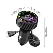 RGB Led Karbon Desenli Yaylı Kablolu 15W Araç Çakmaklık Şarj Cihazı - iPhone & Type-C Çıkışlı FR-422 - 3