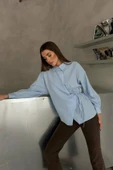 Jasmin Mavi Yandan Bağlamalı Trend Gömlek JASMIN-1453 - 2
