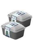 6 lı Erzak Gıda Saklama Kabı, Buzdolabı Düzenleyici Organizer 6 lı Set 2x(600ml,1100ml,1800ml) Gri - 3