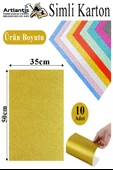Simli Karton 35x50 cm 10 Renk 1 Paket 10 lu Simli Karton Parıltılı Kağıt Anasınıfı Kreş Etkinlik Proje Dekoratif - 2