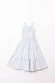 LACİEL PARİS KIZ ÇOCUK ÇİZGİLİ PAMUKLU ASKILI YAZLIK ELBİSE thumbnail 1