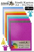 Simli Karton A4 20x30 cm 10 Renk 1 Paket 10 lu Simli Karton Parıltılı Kağıt Anasınıfı Kreş Etkinlik Proje Dekoratif - 1