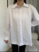 Düğme Detaylı Poplin Gömlek 6014-Beyaz - 4