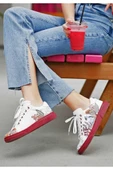 Kadın Vegan Deri Beyaz Sneakers - Magic In The Air Tasarım - 2