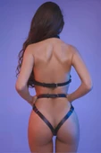 Arkası Kalpli Özel Tasarım Deri Harness Body 1152 - 2