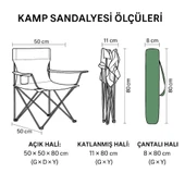 Katlanır Kamp Piknik Sandalyesi - Bardaklıklı - (DY.001) - Haki - Taşıma Çantalı thumbnail 4