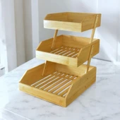 Bambu 3 katlı meyvelik - bambu katlı sunumluk - 4