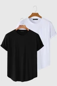 2'li Erkek Oval Kesim Basic Fit Pis Yaka Salaş T-shirt - 1