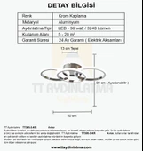 TT Aydınlatma TT305-3-KR  Krom Kaplama 3 lü Led Avize - 4