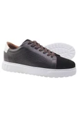 Erkek Hakiki Kahve Deri & Süet Sneaker - 2