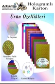 Hologramlı Karton 20x30 cm A4 10 Renk 1 Paket Hulogramlı Fon Kartonu Kağıt Yanar Döner Parlak Hologram Okul Öncesi Kreş - 3