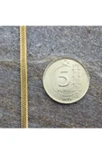 Altın Renk Italyan Yassı Balık Sırtı Zincir Çelik Kolye Ince 60 Cm - 3