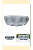 2 Adet Roma Dizayn Gri Beton Aranjman ve Bonsai Saksısı Çiçe Ağız Çap 20-30 cm çap thumbnail 1