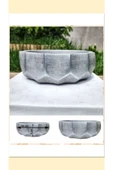 2 Adet Roma Dizayn Gri Beton Aranjman ve Bonsai Saksısı Çiçe Ağız Çap 20-30 cm çap thumbnail 2