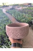 Dantel desenli 3 boyutlu taş Saksı - 1