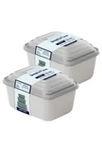 6 lı Erzak Gıda Saklama Kabı, Buzdolabı Düzenleyici Organizer 6 lı Set 2x(600ml,1100ml,1800ml) Ekru thumbnail 3