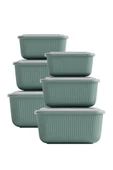 6 lı Erzak Gıda Saklama Kabı, Buzdolabı Düzenleyici Organizer 6 lı Set 2x(600ml,1100ml,1800ml) Yeşil - 2