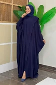 Kapüşonlu Abaya ve  Elbise İkili Takım 70013 Lacivert thumbnail 2