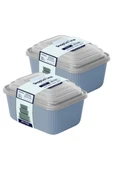 6 lı Erzak Gıda Saklama Kabı, Buzdolabı Düzenleyici Organizer 6 lı Set 2x(600ml,1100ml,1800ml) Mavi thumbnail 3