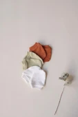 3lü Beyaz-Yeşil-Çikolata Yenidoğan Eldiven Set - 3