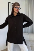 Düğme Detaylı Poplin Gömlek 6014-Siyah - 3
