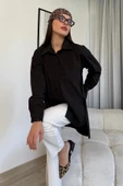 Düğme Detaylı Poplin Gömlek 6014-Siyah - 2