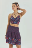 Sırtı Açık Boyundan Bağlamalı Kuplu Crop Bluz - 2