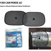 Oto Araba Yan Cam Perde Vantuzlu Siyah 2li - 1
