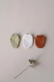 3lü Beyaz-Yeşil-Çikolata Yenidoğan Eldiven Set - 4