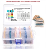 Direnç Seti 1/4W Metal Film %1 20'Şerli 1280 Adet 64 Çeşit Şeffaf Çantada - 1