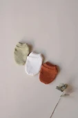 3lü Beyaz-Yeşil-Çikolata Yenidoğan Eldiven Set - 5