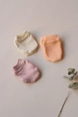 3lü Lila-Turuncu-Krem Yenidoğan Eldiven Set - 1