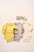 3lü Basic Çıt Çıtlı Uzun Kollu Body Zıbın Set Model 5 - 1