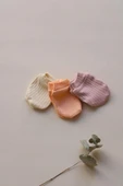 3lü Lila-Turuncu-Krem Yenidoğan Eldiven Set - 2