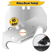 İthal Kancalı Rötuş Bıçak Yedeği Kesme Boynuz Bıçak Maket Bıçağı 10'lu Paket 18.8x51.5x0,61mm - 1
