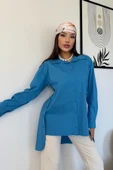 Düğme Detaylı Poplin Gömlek 6014-Mavi - 2