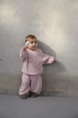 Pembe Çiçek Baskılı Şalvar Takım - 2