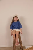 İndigo Nakışlı Oversize T-shirt - 6