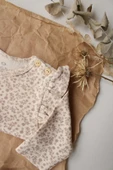 Kahve Çiçek  Baskılı Kaşkorse Fırfırlı Alt Üst Takım - 8