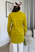 Düğme Detaylı Poplin Gömlek 6014-Yeşil - 5