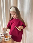 Bordo Nakışlı Oversize T-shirt - 7